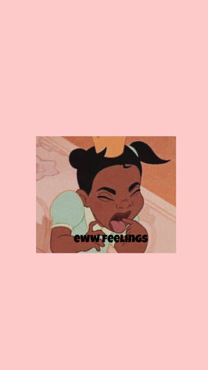 卡通小孩伸出舌頭，附有「eww feelings」文字
