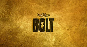 Walt Disney Pictures Bolt 電影標題標誌，置於有紋理的金棕色背景上。