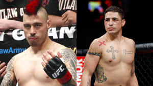 兩名有紋身的男性MMA拳手在八角籠中進行比賽。 — 運動 壁紙