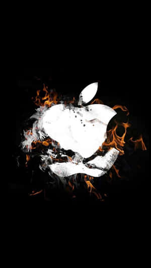 黑色背景上被火焰吞噬的Apple標誌