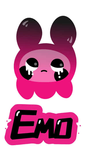 粉紅色卡通兔子哭泣，下方有 'EMO' 文字。 — Emo風格 壁紙