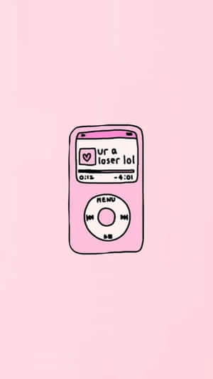 粉紅色手繪 iPod，螢幕上顯示「ur a loser lol」訊息。