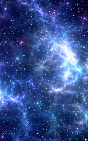 充滿活力的宇宙星雲，帶有發光的藍色和紫色氣體以及閃爍的星星。