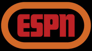 黑色背景上橙色橢圓形內帶紅色文字的ESPN標誌。