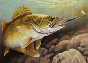 碧古魚在水下岩石附近捕捉魚餌 — 魚 壁紙