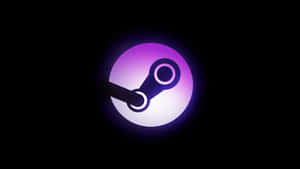 黑色背景上的發光紫色 Steam 標誌 — 蒸氣龐克 壁紙