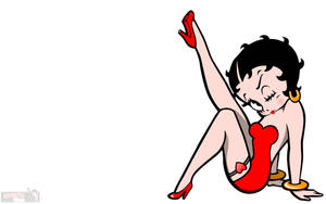 Betty Boop 穿著紅色內衣和高跟鞋俏皮地擺姿勢