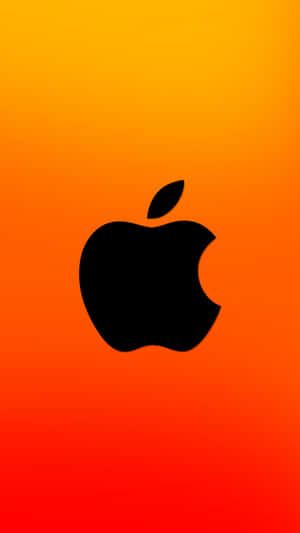 溫暖漸變背景上的黑色Apple標誌。