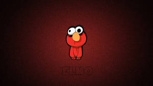 紅色卡通角色 Elmo 在帶紋理的深紅色背景上，名字在下方。