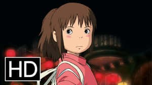 年輕動漫女孩身穿紅色外套，在夜間回頭看著發光的紅色燈籠。
