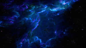 電光藍和紫色星雲在深空中與星星一同發光。 — 藍天 壁紙
