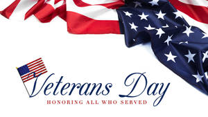 帶有「Veterans Day」文字的美國國旗，向所有服役者致敬。