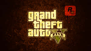 裂開牆上的Grand Theft Auto V遊戲標誌及Rockstar Games標誌。