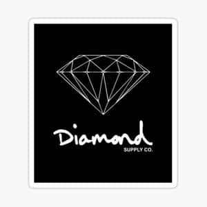 Diamond Supply Co. 標誌，黑色背景上帶有白色輪廓鑽石。