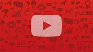 YouTube 標誌，背景為社交媒體和內容圖示圖案。
