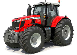 白色背景上帶有大輪胎的紅色Massey Ferguson拖拉機 — 老福特貨車 壁紙