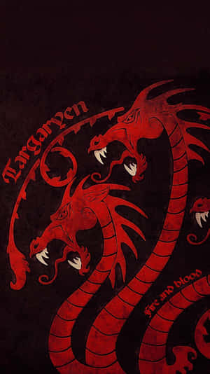 三條紅龍帶有Targaryen和火與血的字樣。