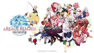 《Final Fantasy XIV》角色穿著喜慶的紅色和白色服裝，帶著禮物和鮮花。