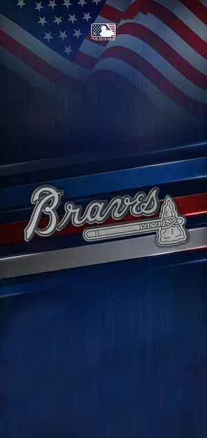 Braves棒球隊標誌,背景係美國國旗。