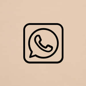 米色背景上的黑色線條WhatsApp應用程式圖標