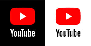 YouTube 標誌，紅色播放按鈕，黑色和白色背景。 — 簡單 壁紙