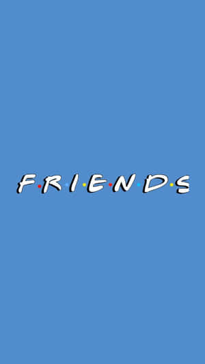 藍色背景上字母之間有彩色圓點的Friends電視節目標誌
