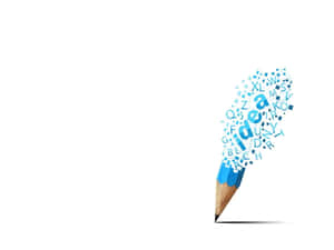 藍色鉛筆在白色背景上發出浮動字母拼出 idea