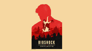 Bioshock Infinite海報，帶有紅色剪影和墜落的人形。