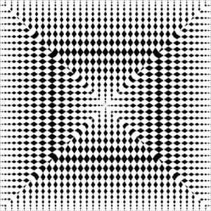 黑白幾何菱形圖案，營造3D隧道錯覺