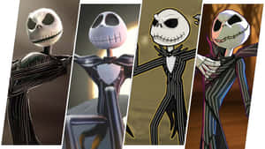 Jack Skellington 以四個不同姿勢穿著其標誌性條紋西裝。