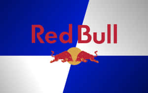 Red Bull 標誌，兩頭紅色公牛圍繞黃色圓圈衝鋒，背景為藍白兩色。