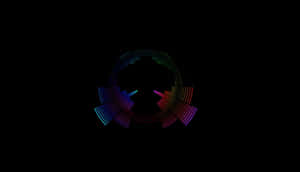 一個色彩繽紛的數碼音頻均衡器在黑色背景上旋轉。