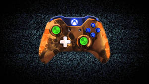 發光的Xbox控制器，骷髏設計，黑暗故障背景。