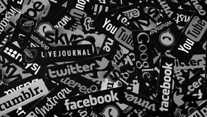 一堆黑白社交媒體標誌，包括 Facebook、Twitter 和 YouTube。 — 社交 壁紙
