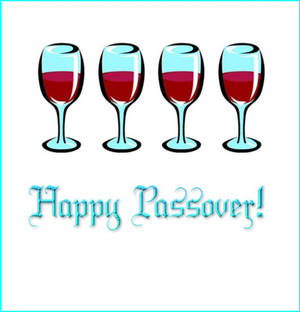 四個裝有紅色液體的酒杯及 Happy Passover 文字 — Galaxy Z Flip7 FE 壁紙