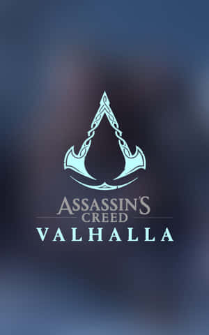 Assassin's Creed Valhalla 遊戲標誌，深藍色背景上帶有青色徽章 — Realme Pad 2 Lite 壁紙