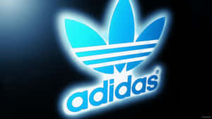 深色背景上發光的藍色adidas標誌