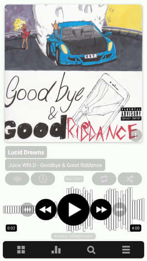 Juice WRLD 專輯《Goodbye & Good Riddance》的封面藝術， featuring 一輛藍色汽車和一位女子。