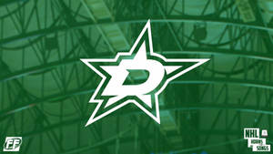 達拉斯星隊NHL標誌在綠色冰球場天花板背景上