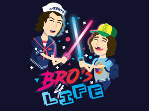兩個卡通朋友碰撞發光的光劍，帶有「Bros 4 Life」文字。