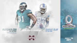 兩名NFL美式足球運動員在奧蘭多2018年Pro Bowl中戴著頭盔、穿著制服。
