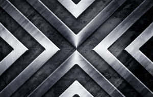 在深色紋理背景上以金屬質感V形組成的抽象幾何圖案。