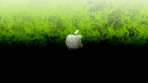 Apple標誌，帶有綠色紋理背景和黑色下半部分。