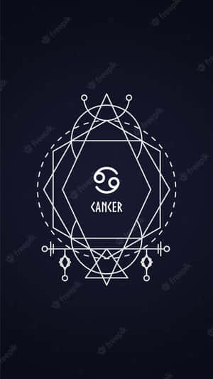 深色背景上的白色幾何線條藝術巨蟹座星座符號