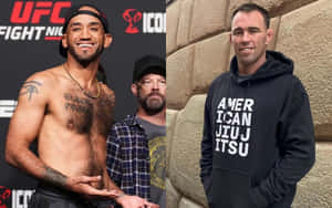 兩名男性拳手，一人赤裸上身有紋身，另一人穿黑色連帽衫。