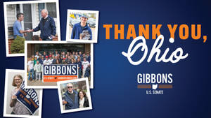 Gibbons美國參議院競選拼貼畫，展示來自俄亥俄州的支持者和照片。