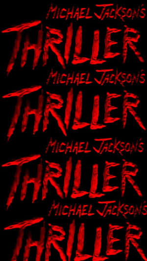 Michael Jackson的Thriller專輯封面，黑色背景上重複的紅色文字。