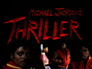 米高積遜的Thriller專輯封面，帶有紅色文字和黑暗人物。 — 米高積遜 GIF 壁紙