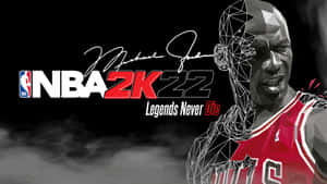 米高佐敦身穿紅色公牛隊球衣，帶有幾何設計和NBA 2K22標誌。 — Jordan 標誌 GIF 壁紙