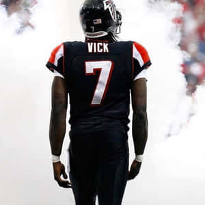 足球員Vick 7號在煙霧中行走